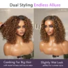 Ombre Blonde Highlight Deep Curly Glueless 5x5 Closure Lace Wig Pre-Cut Lace