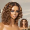 Ombre Blonde Highlight Deep Curly Glueless 5x5 Closure Lace Wig Pre-Cut Lace
