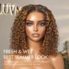 Ombre Blonde Highlight Deep Curly Glueless 5x5 Closure Lace Wig Pre-Cut Lace
