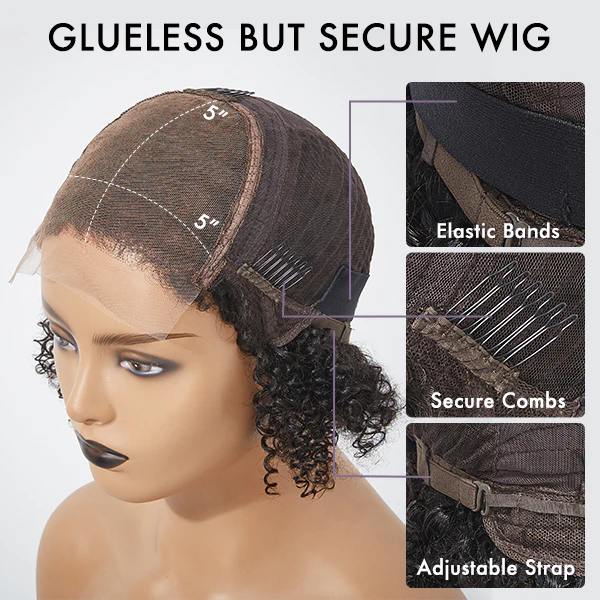 Ombre Blonde Highlight Deep Curly Glueless 5x5 Closure Lace Wig Pre-Cut Lace