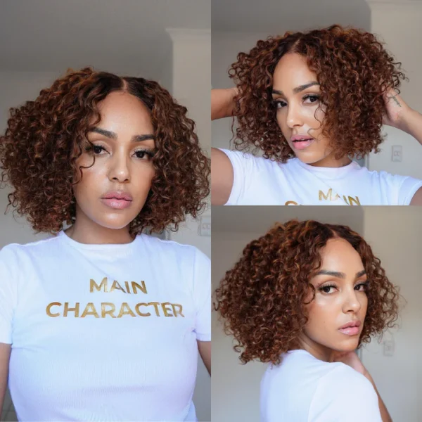 Ombre Blonde Highlight Deep Curly Glueless 5x5 Closure Lace Wig Pre-Cut Lace