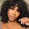 Short Curly Wig 8 Inch Water Wave 80% Human Hair For Black Women