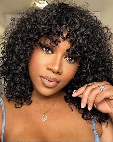 Short Curly Wig 8 Inch Water Wave 80% Human Hair For Black Women