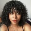 Short Curly Wig 8 Inch Water Wave 80% Human Hair For Black Women