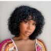 Short Curly Wig 8 Inch Water Wave 80% Human Hair For Black Women