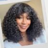 Short Curly Wig 8 Inch Water Wave 80% Human Hair For Black Women