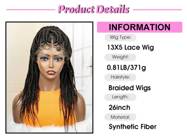 26 inch braided wig synthetic 13x5 frontal wig
